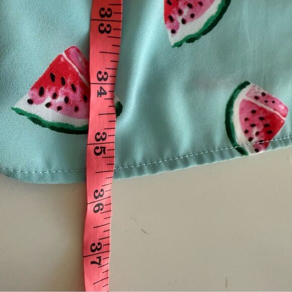 Everly Sleeveless Razorback Lined Blue Dress with Watermelon Print Size Medium - Picture 9 of 9